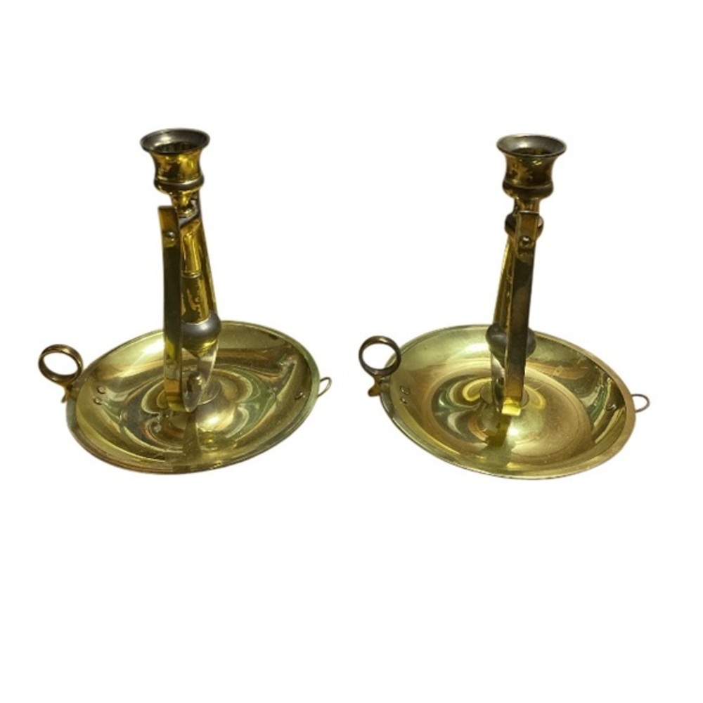 Vintage Pair Of Brass Self Balancing Nautical Wall/Table Candle Holders 8”tall